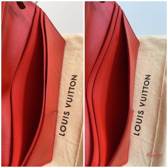 Authentic Louis Vuitton Red Damier Infini Leather Brazza Bifold Wallet - Picture 10 of 12